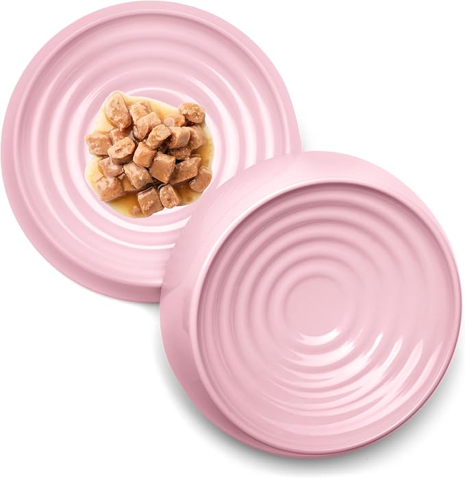 CatGuru Cat Bowls, Whisker Friendly Food Bowl for Indoor Cats, Reliefs Whisker Fatigue, Wide Kitten Dish, Non Slip Pet Dishes, Shallow Pet Plates (Pink, (Pack of 2)) by CatGuru