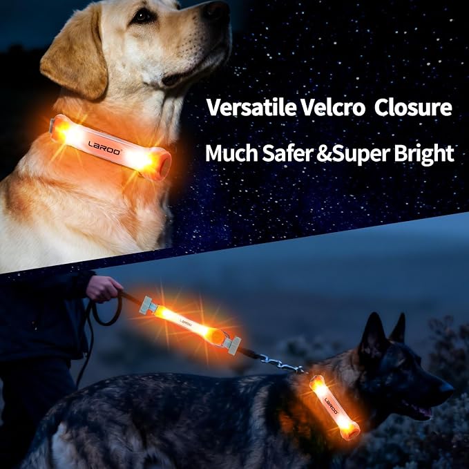 LaRoo LED Dog Collar Light - Glow Safety Light for Night Walking, Universal Fit for Collars/Leashes/Harnesses, Waterproof Pet Night Light for Dogs - Enhanced Visibility for Outdoor Safety - Image 4