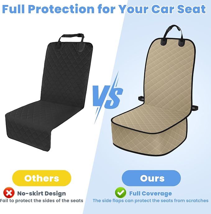 ELONGRIVER Dog Car Seat Covers, Waterproof Front Seat Cover | Scratch-Proof, Nonslip Pet Passenger Seat Cover Protector, Universal Fit for Cars Trucks SUVs, Standard Size 1 Pack, Khaki - Image 5