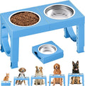 XIAZ Elevated Dog Bowls Large Breed Raised Dogs Bowl Stand Large/Medium Sized Dog Stainless Steel Food Water Bowl Stands 5 Heights Adjustable 9/11/12/15in Pet Feeder Dish Station by XiaZPet