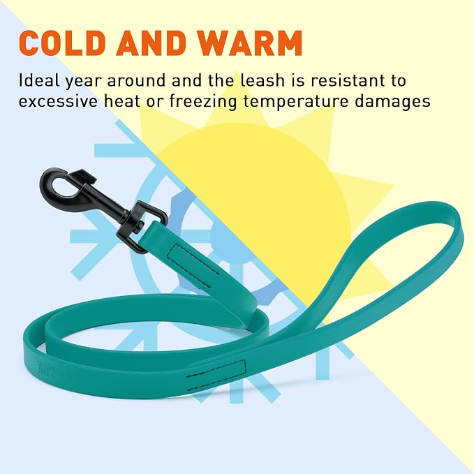 Dogline Biothane Waterproof Dog Leash Strong Coated Nylon Webbing with Black Hardware Odor-Proof Easy to Clean High Performance for Small or Large Dogs Made in USA 4 or 6 ft Lead, Blue Aqua - Image 8