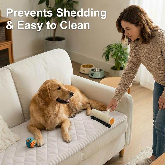 Smiry Non Slip Couch Cover for Dogs, Fuzzy Plush Pet Sofa Protector | Washable Furniture Cover for Large Dogs & Cats, Scratch & Dirt Resistant, For 3 Cushion Couch, White, 35.4"x70.9" - Image 8