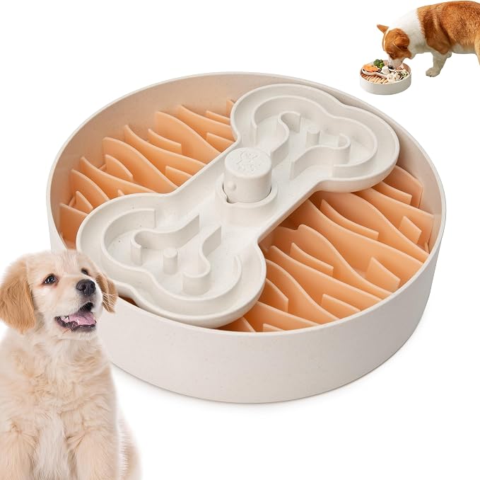Puzzle Feeder Slow Feeder Dog Bowl for Large Dogs with Non-Slip Base - Adjustable Speed Design, Removable Puzzle Inserts & Dishwasher Safe, Pink by PuzzleFeeder