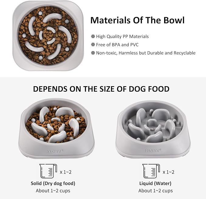 YINEYA 2PCS Slow Feeder Dog Bowls, Pet Supplies that Slow Down Eating, Pet Food Bowls, Maze Dog Puzzle Feeder for Medium Breed - Image 6