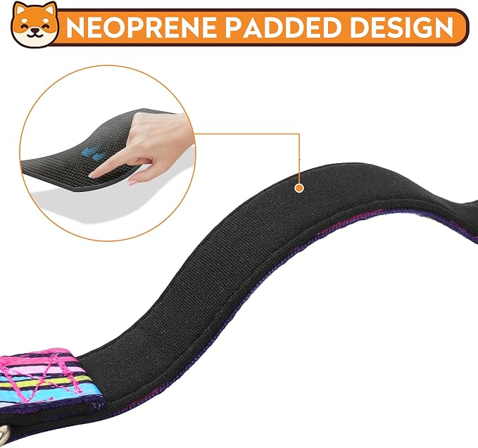 Reflective Dog Collar, Adjustable Neoprene Padded,Colorful Wave Pattern,S | Breathable Nylon for Small Dogs,Tear-Resistant Webbing,Chafe‑Free on Walks and Hikes,Metal D-Ring,Night Safety - Image 4