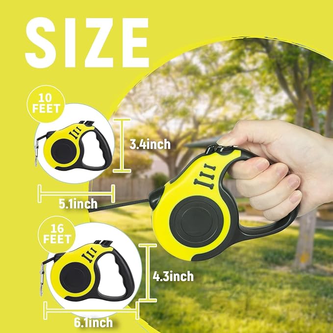 Retractable Dog Leash Automatic Telescopic Tractor Dog Tape | Pet Tape 10/16 FT Durable and Convenient, with Non-Slip Handle, Suitable for Small and Medium-Sized Dogs Yellow - Image 4