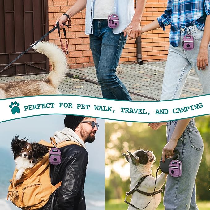 PetAmi Dog Poop Bag Holder for Leash, Waste Bag Dispenser Pet Pouch, Purple | Doggy Puppy Walking Accessories Travel Camping, Dog Treat Pouch Supplies Must Have, Doggie Poo, Jogging, Walks - Image 6