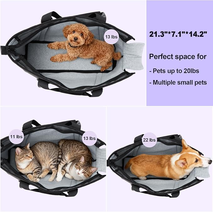 Ownpets Large Pet Carrier for Dogs Cats, 18-20lbs, Hands-Free Purse Bag | extra large, storage pockets, travel vet shopping, medium pets - Image 2