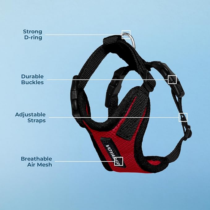 Voyager Step-in Lock Dog Harness - Red/Black Trim, X-Large | 23 - 28" in Chest, Adjustable, Breathable Air Mesh, Lightweight for Daily Walks, Strong Clips, Heavy Duty D-Ring - Image 4