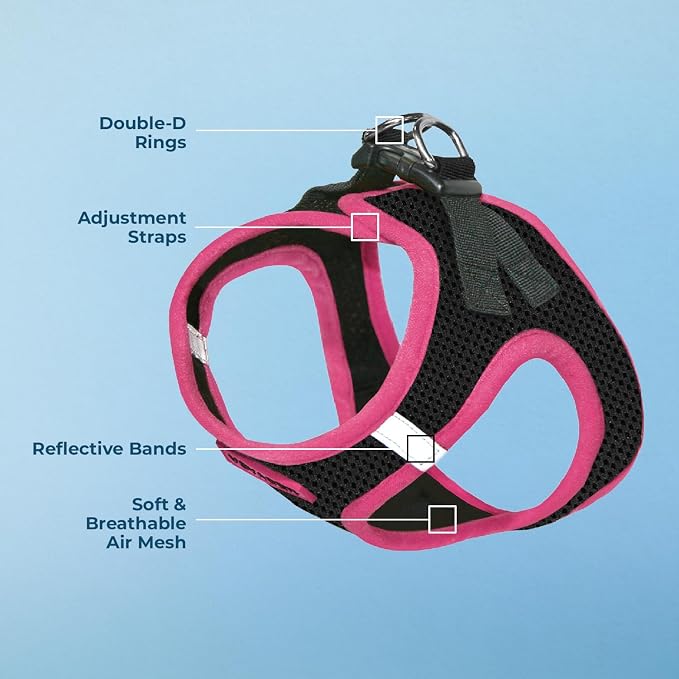 Voyager Step-in Air Dog Vest Harness - Black/Pink Trim, Small | 14.5-16" in Chest, Reflective Bands, All Weather Breathable Air Mesh, Cats Compatible, Lightweight, Fast Drying - Image 4