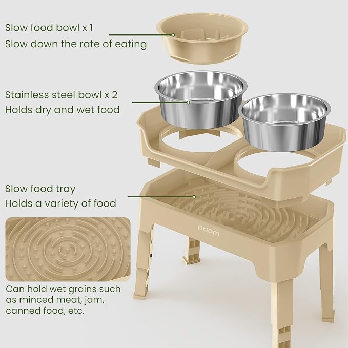 4-in-1 Elevated Dog Bowls with Adjustable Stand, Slow Feeder Licking Plate - Image 4