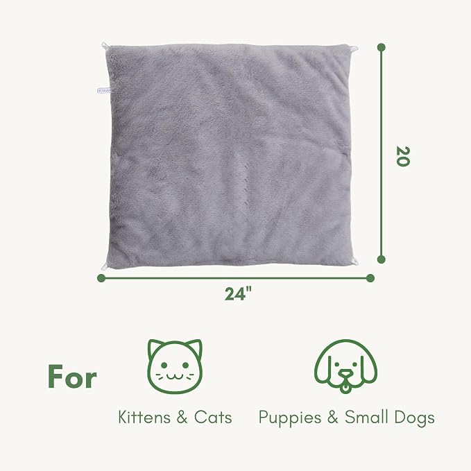 Self Warming Mat, 24''*20'' Non-Skid Thermal Pet Mat, Washable Outdoor Insulation for Cat House, Carrier Cat Bed, Short-Fluff Grey - Image 7