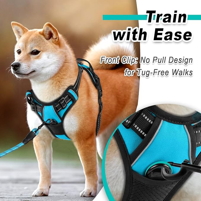 BARKBAY Dog Harness No-Pull Pet Harness Adjustable Outdoor Pet Vest 3M Reflective Oxford Material Vest for Dogs Easy Control for Small Medium Large blue Dogs (M) | Control Handle,Comfort,Heavy Duty,Adjustable Reflective,Perfect for Outdoor Training, Wa... - Image 2