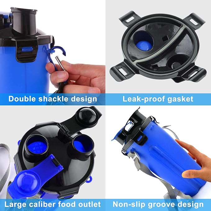Dog Travel Water Bottle Collapsible Bowls, 2 in 1 Pet Food Container with Collapse Bowls, Outdoor Portable Water Bowls for Walking, Traveling, Camping and Hiking (Blue) - Image 5