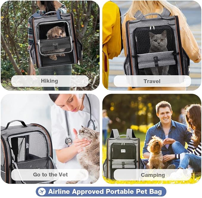 Extra Large Cat Backpack Carrier Expandable Pet Carrier Backpack for Small/Medium Dogs and Medium/Large Cats, Grey - Image 8