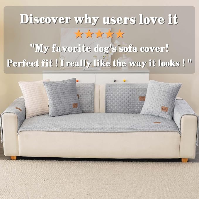 Washable Velvet Dog Couch Cover, Plush Pet Sofa Furniture Protector for 2-3 Cushion Couch, Non-Slip Washable Cover for Dogs(1PC/27.6"x70.9",Light Grey) - Image 6