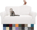 YEMYHOM Couch Cover Latest Jacquard Design High Stretch Sofa Covers for 2 Cushion Couch, Pet Dog Cat Proof Loveseat Slipcover Non Slip Magic Elastic Furniture Protector (Medium, White) by YEMYHOM