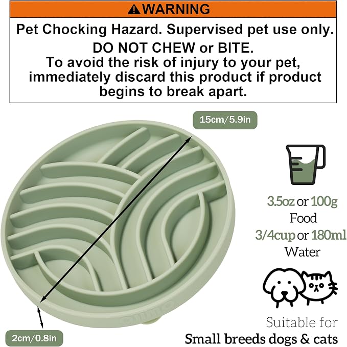 OHMO Slow Feeder Dog Bowl, 5.9" Lick Mat for Dogs, Tree of Life, Sage Green | Cat Slow Feeder Bowl, Anti Choking, Enrichment Toys, BPA-Free Silicone Feeding Bowl, Boredom and Anxiety Reducer - Image 3