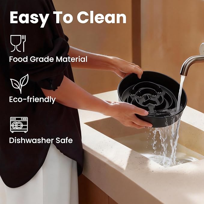 Ceramic Slow Feeder Dog Bowls 0.6 Cups for Small Fast Eaters,White | Reduces Bloating,6.02x1.38 Inch Dish For Daily Dog Meals, Maze Puzzle Slows Down Eating, Anti-Choking,9.0oz Water - Image 6