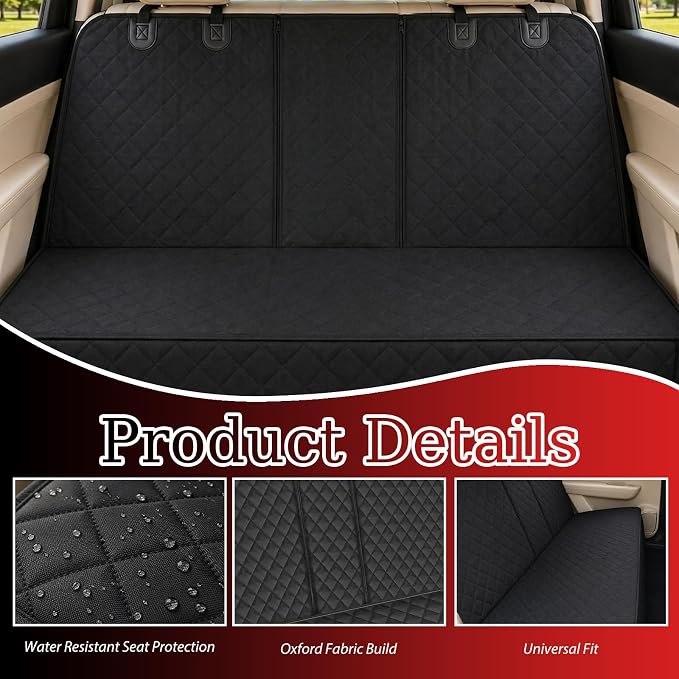 Water & Scratch Resistant Dog Car Seat Cover for Back Seat | Protects Car Seats,Non-Slip,Pre-Cut Holes,Oxford Cloth Material,Easy to Clean,Universal Fit for Cars,SUVs,MPVs - Image 3