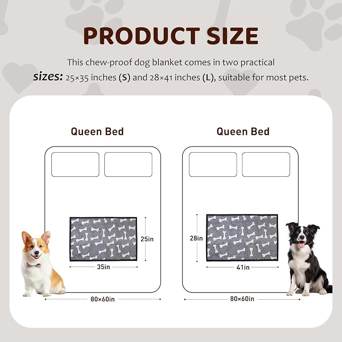 25"x35" Double-Sided Chew Proof Dog Blanket for Sofa Bed Dog Crate | Indestructible Dog Blanket for Aggressive Chewers, Flannel Tear-Resistant & Waterproof Pet Throw Blanket Furniture Protector - Image 3