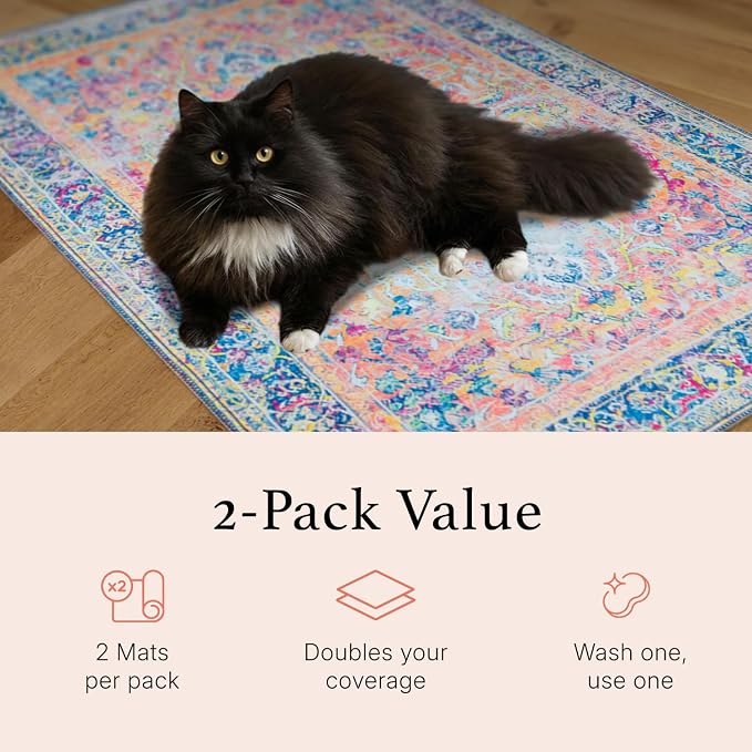 Lovewag Cat Litter Mat, Litter Box Mat, Sage Forest, 28x41, 2 Pack | Washable litter mat cover, kitty litter mat & cat mat for litter box, litter trapping mat, prevents tracking, multi-cat - Image 4