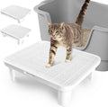 Cat Step Ramp Adjustable Litter Box Step with Filter Function, White | Elevated Double Layer Litter Box Ramp for Kitten & Old Cats, Easy Cleaning Litter Box Step Stool for Automatic Cat Litter Box by Bartuke