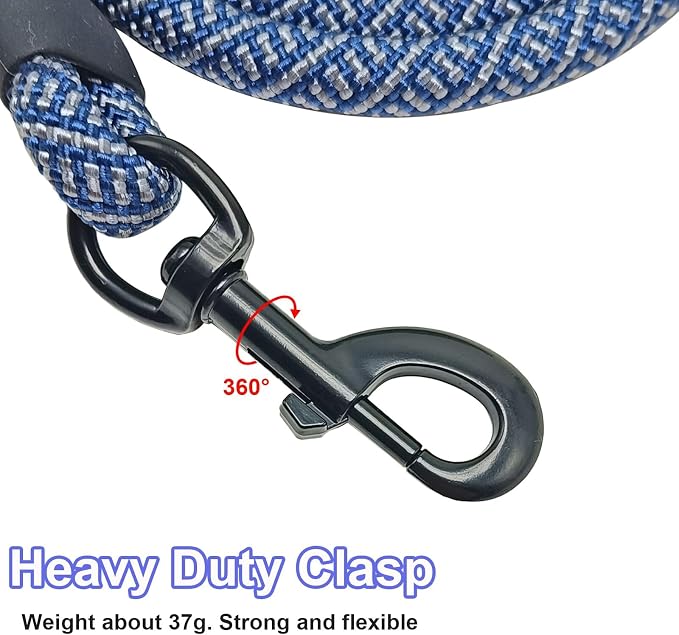 MayPaw Heavy Duty Rope Dog Leash, 6/8/10FT Nylon Pet Leash, Soft Padded Handle Thick Lead Leashes for Large Medium Dogs Walking Jogging (1/2" * 8', Navy) - Image 2