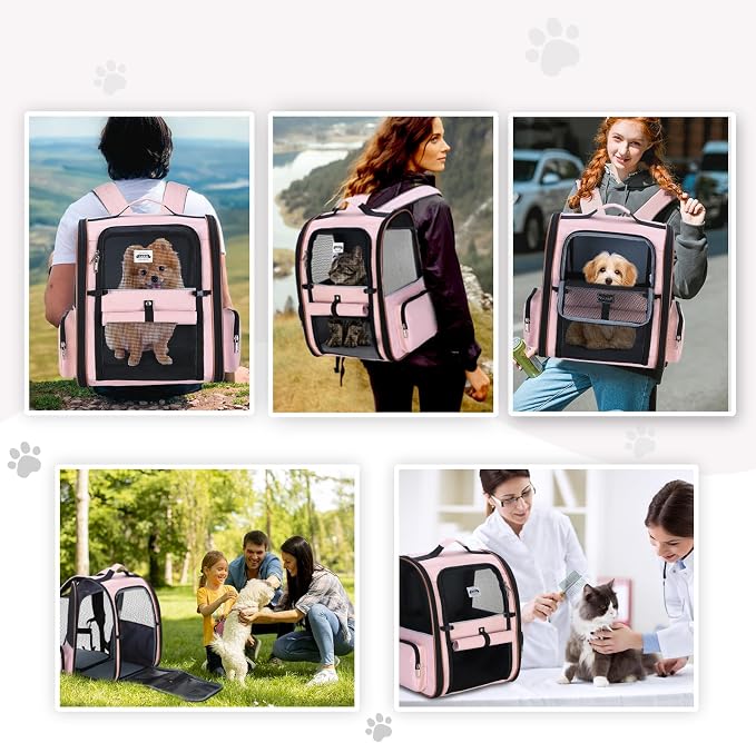 Large Cat Backpack Carrier Expandable Foldable Pet Carrier Backpack for Small Dogs Puppy Medium Cats Fit Up to 18 Lbs for Travel, Hiking,Pink - Image 7
