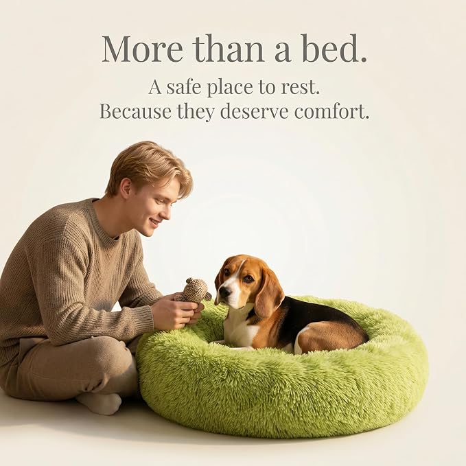 nononfish Cozy Donut Dog Bed,Plush Round Calming Pet Bed | Cozy round donut pet bed designed for comfortable daily sleeping. - Image 8
