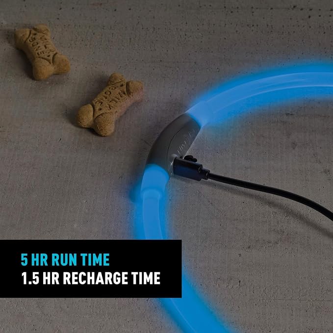 Nite Ize NiteHowl Rechargeable LED Safety Necklace - Dog Light for Dog-Walking Gear - Weather-Resistant Design - 5 Hours Runtime - Cut to Fit from 12” to 27” - Blue - Image 4