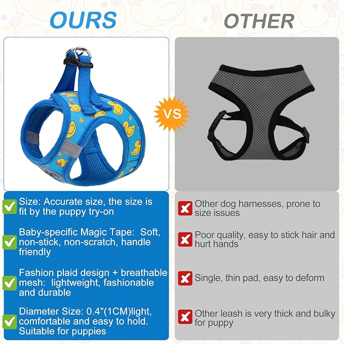 BEAUTYZOO Small Dog Harness and Leash Set, No Pull Puppy Pet Vest- Duck, S | Step-in Easy On/Off, All Season Breathable Mesh,Escape-Proof Hook & Loop,Lightweight Reflective,No Choke,Easy Walking Control - Image 5