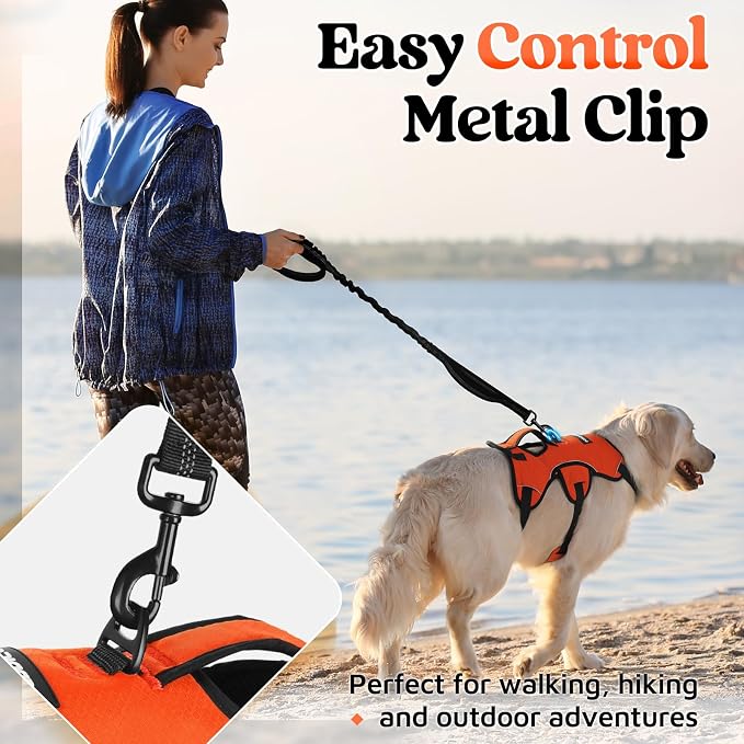 rabbitgoo Escape Proof Dog Harness for Medium, No Pull with Lift Handle | No Escape, Full Soft Padded, Reflective Adjustable Vest, Leash Clip for Walking Hiking Training, Orange, Medium - Image 5