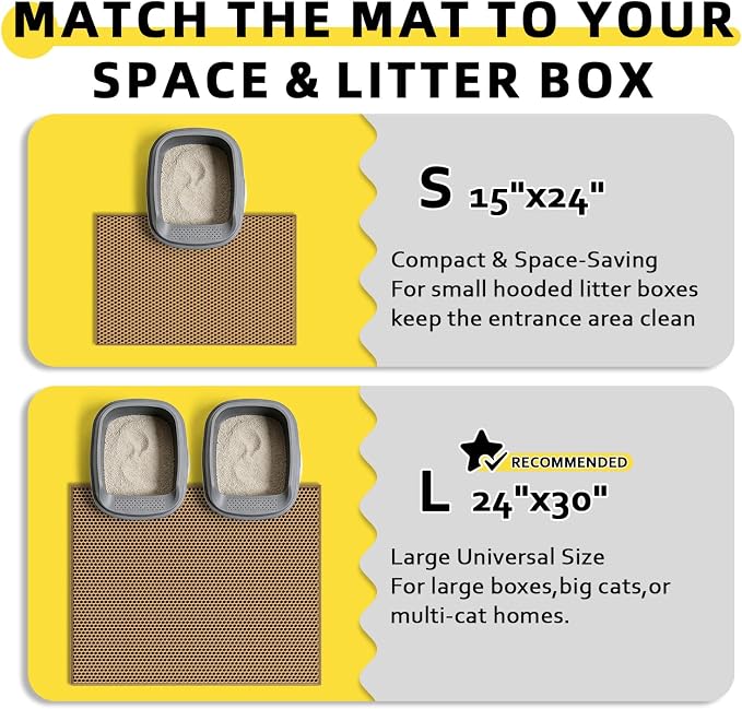 Cat Litter Mat, 30"x24", Waterproof, Easy to Clean (Brown-1Pack) | Double-Layer Honeycomb for Effective Litter Trapping, Premium Durable EVA, Non-Slip, Paw-Friendly Soft Surface - Image 6