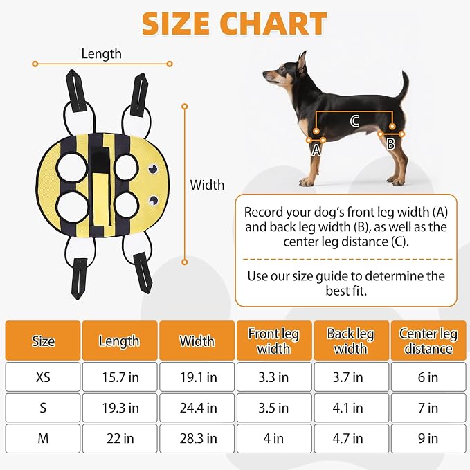 Dog Grooming Hammock for Small Dogs Cats, Cute Bee Design Dog Hanging Harness for Nail Trimming/Clipping, Pet Sling with Grooming Kit and Thick Neck Support & Strap Restraint Claw Care, M - Image 8
