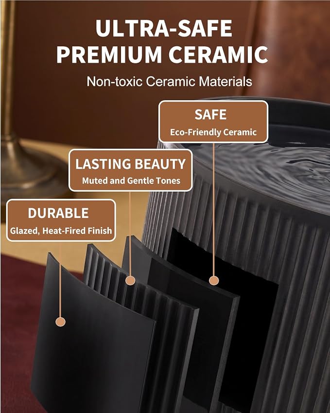Wonder Creature Ceramic Cat Water Fountain 2.2L/74oz (Black) | Quiet Pet Fountain with BPA-Free Ceramic Material, Triple Filtration System, Easy Cleaning Design for Cats and Dogs - Image 7