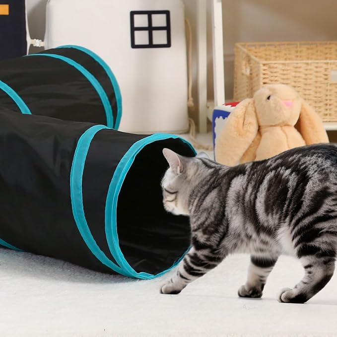 Pet Cat Tunnel, 4-Way Junction Tunnels for Indoor Cats, Collapsible Pet Tunnel for Kitten, Puppy, Rabbit, 25cm-Wide Tunnels, Durable & Breathable, with Peek Hole Toy Ball - Image 8