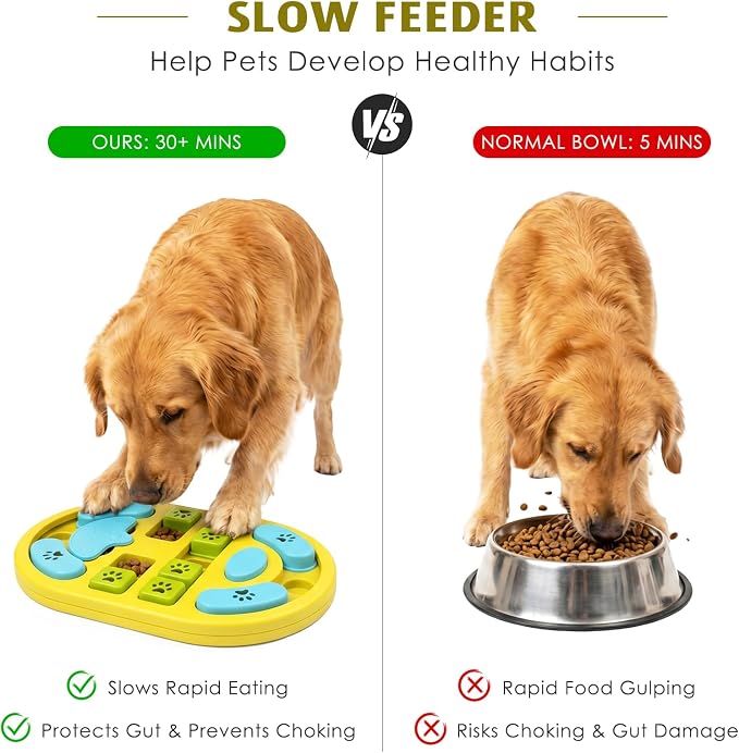 Dog Puzzle Toy, Interactive Treat Dispensing Toys, Yellow | Dog Enrichment Toys, IQ Training & Mental Stimulation, Non-Slip Slow Feeder, For Puppies Small Medium Large Dogs Cats - Image 3