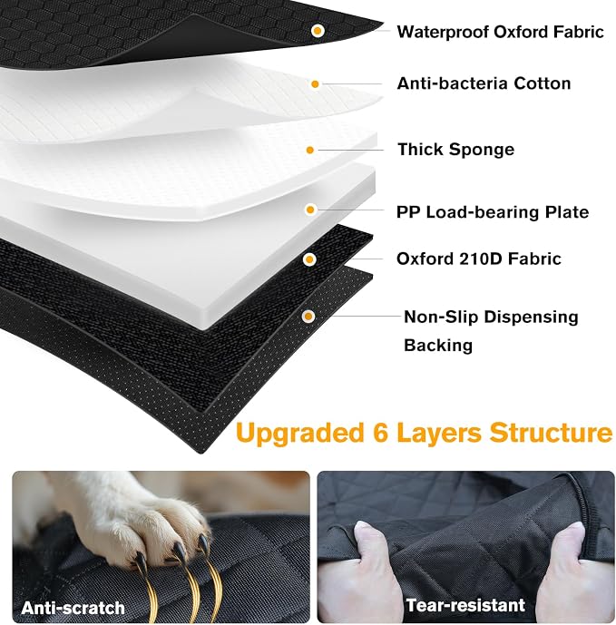 PETICON Dog Car Seat Cover for Back Seat, Hard Bottom Back Seat Extender | Rear Seat Pet Cover for Dogs - Supports 400lbs, Waterproof and Scratch Resistant Dog Hammock with Mesh Window For Cars & SUVs - Image 9