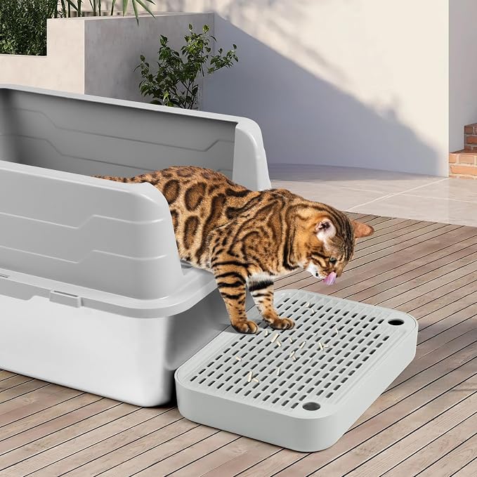 Cat Litter Box Step with Filter Function, Non-Slip Cat Step, Light Grey | Double Layer Litter Box Ramp for Kitten & Elderly Cats, Litter Catcher for Automatic Cat Litter Box, Easy to Clean - Image 7