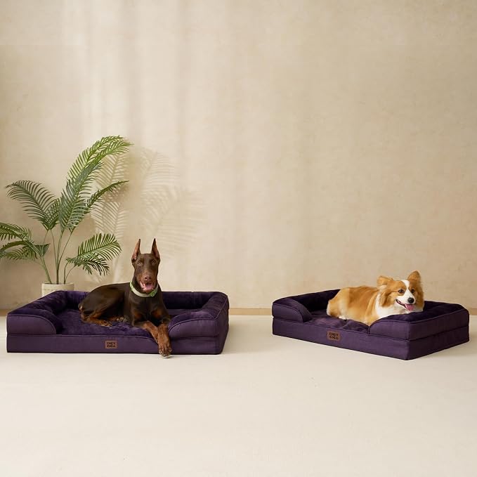 EHEYCIGA Orthopedic Dog Bed Medium Size Dog, Waterproof Washable Pet Beds | Non-Slip Bottom and Egg-Crate Memory Foam Dog Couch Bed with Washable Removable Cover, Purple - Image 9