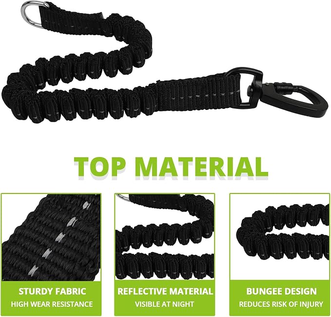 Long Dog Leash 50 FT: Heavy Duty Rope Leashes for Dogs Training with Swivel Lockable Hook Reflective Threads Bungee and Padded Handle - Dog Lead for Large Small Medium Dogs Outside Walking Hiking - Image 4