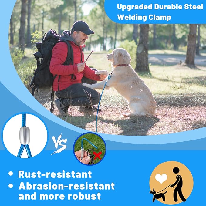 Dog Tie Out Cable, Dog Runner Cable | 10/15/20/25/30/50 FT Steel Cable with Sturdy Clips, Suitable for Yard Outdoor Use, Holds Large Dogs up to 165 Lbs - Image 5