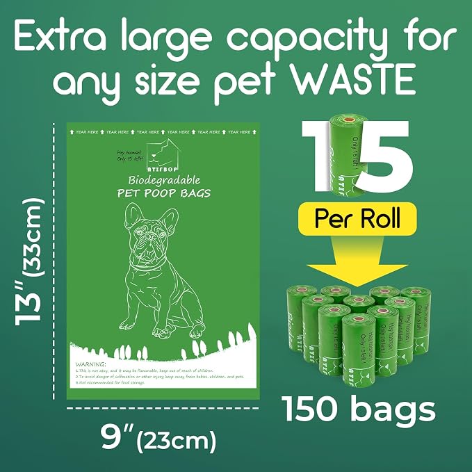 ATIFBOP Biodegradable Dog Poop Bags 150 Counts with Dispenser | Leak Proof, Extra Thick, with Dispenser - Image 2