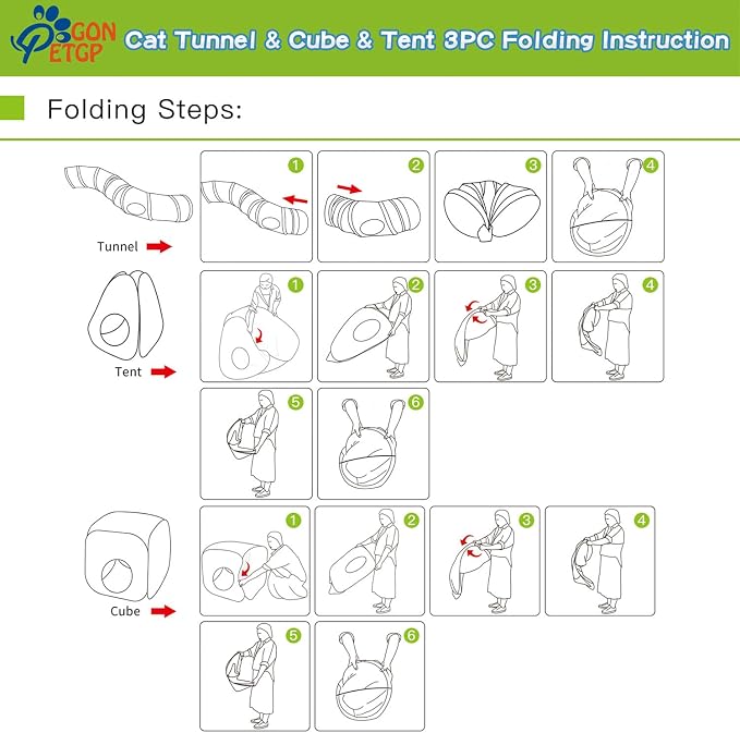 Outdoor Cat Enclosures, Cat Tunnels Catio Tents Cubes for Indoor Cats with Play Ball, Collapsible Outside Playpen Tunnel for Kitty, Rabbit, Puppy and Small Animals - Image 7