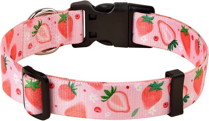Mihqy Dog Collar for Large Dogs, Fashion Design, Strawberry,L | Neck Fit 14.9"-24.8", Multiple Patterns，4 Sizes for Small Medium Large Dogs, Comfortable for Walks and Outdoor Hikes - Image 2
