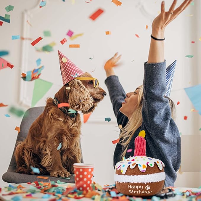 lilfrd Dog Birthday Toy, Birthday Cake Toys for Puppy Gifts, Squeaky Plush Dog Toys | Perfect for Birthday Party, Interactive Play, Suitable for Small Medium Breed Dogs - Image 5