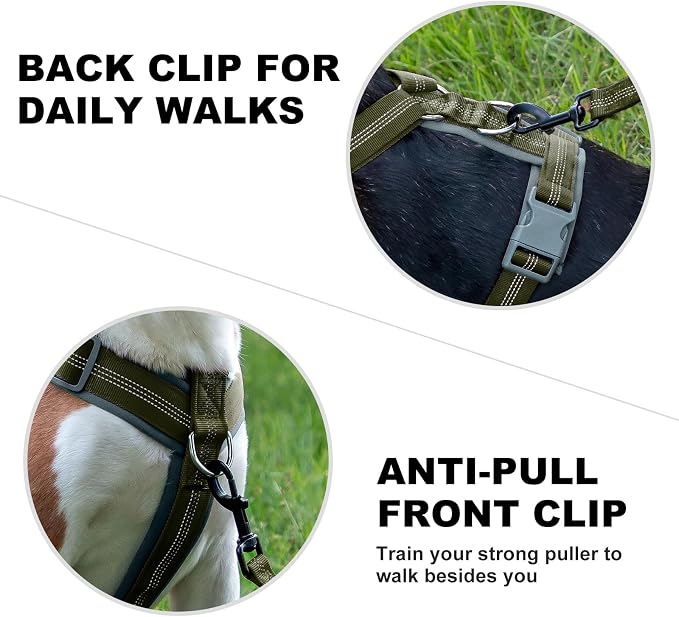 Plutus Pet No Pull Dog Harness, Adjustable Nylon Harness with Soft Padding | Reflective with Front Clip, Heavy Duty for Training and Walking, for Small Medium Large Dogs, Ranger Green, L - Image 4