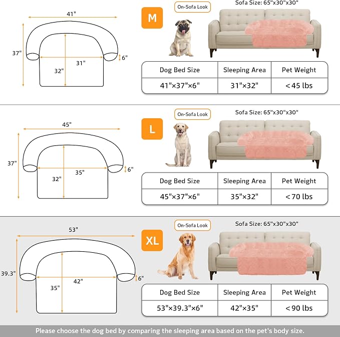 GGIB Calming Dog Bed Fluffy Plush Dog Mat for Furniture Protector with Removable Washable Cover for Large Medium Small Dogs and Cats (Extra Large (53x39.3x6), Pink) - Image 5