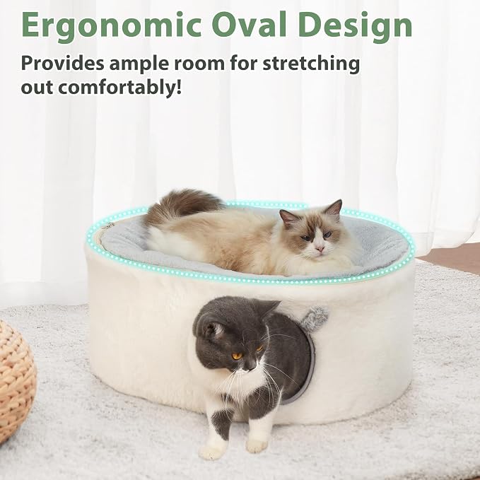 Sunhoo Elevated Cat Beds for Indoor Cats Enclosed House Hideaway Raised Kitty Hammock Large with Washable Cover Kitten Cave Pet Hut Puppy Condo Cubby Plush Cushion Easy Assembly 23.6 * 17.7 * 10.6in - Image 2